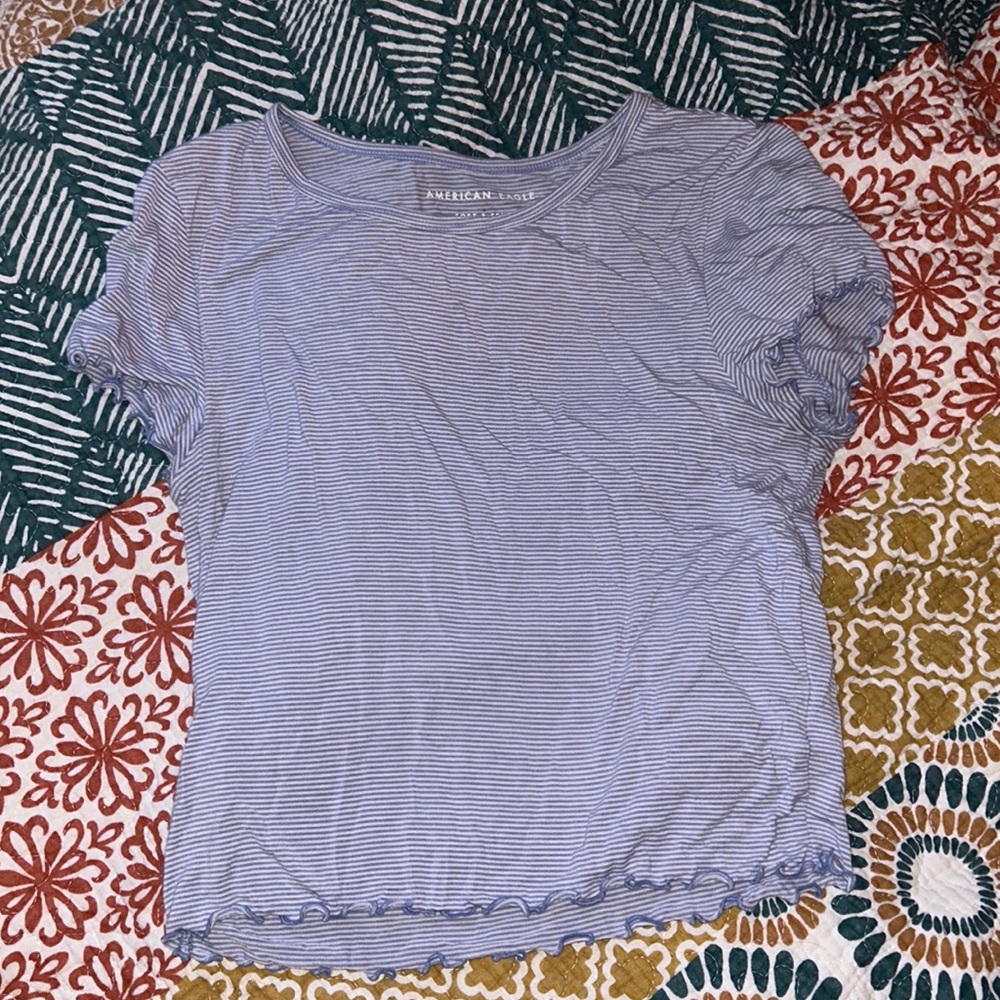 Blue and White Striped Baby Tee